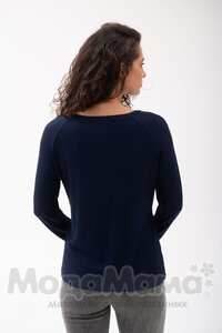 мм112-636304-Лонгслив для беременных и кормящих, Т.синий