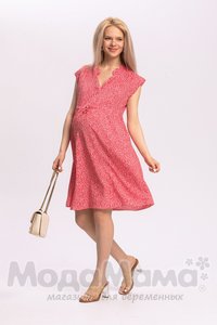мм535-101654-Платье для беременных и кормящих, Красный/веточки