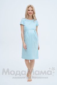 мм505-454101-Платье домашнее, Голубой/горох