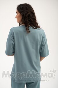 мм115-011202-Футболка для беременных ОВЕРСАЙЗ, Сер/голубой