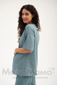 мм115-011202-Футболка для беременных ОВЕРСАЙЗ, Сер/голубой