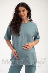 Футболка для беременных ОВЕРСАЙЗ, Сер/голубой