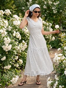 Платье, Белый/горох