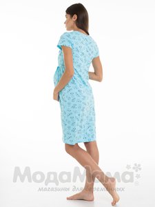 мм505-454101-Платье домашнее, Бирюза/принт