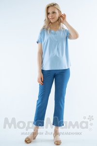 мм310-603368-Блузка для беременных и кормящих, Голубой