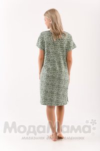 мм107-100401-Платье для беременных и кормящих, Хаки/звёзды