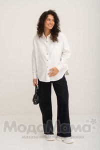 кк154-Рубашка ОВЕРСАЙЗ (джинс), Экрю