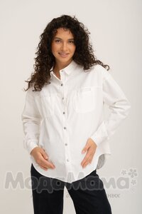 кк154-Рубашка ОВЕРСАЙЗ (джинс), Экрю