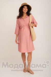 мм541-101877-Платье-рубашка для беременных, Пудра