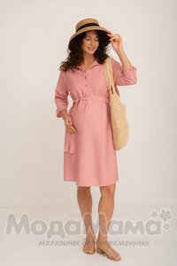 мм541-101877-Платье-рубашка для беременных, Пудра