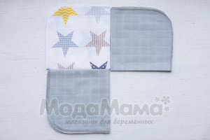 мм5009-Набор салфеток муслин (3шт), Серый/звезды