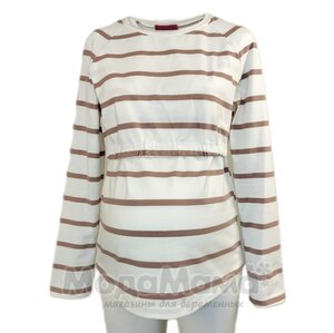 мм112-631102-Лонгслив для беременных и кормящих, Латте/полоска