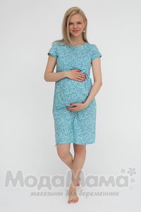 мм505-454101-Платье домашнее, Голуб. цветы