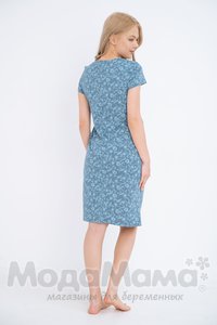 мм505-454101-Платье домашнее, Сер-голуб/цветы