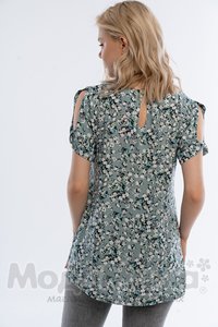 мм325-101255-Блузка для беременных и кормящих, Мята/цветы