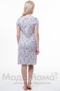 мм505-454101-Платье домашнее, Серый/зайцы