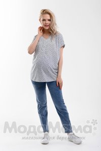 мм310-603369-Блузка для беременных и кормящих, Ч/Б принт