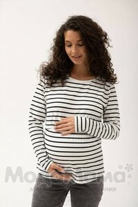мм112-631102-Лонгслив для беременных и кормящих, Ч/Б полоска