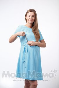 мм508-101251-Платье для кормления, Голубой/горох
