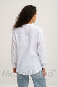 кк4077-Рубашка ОВЕРСАЙЗ (муслин), Белый