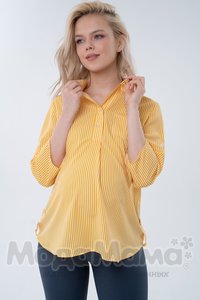 мм309-623557-Рубашка, бел-желт/полос