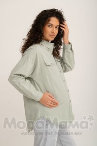 кк4022-дж-Рубашка ОВЕРСАЙЗ (джинс), Полынный