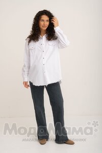 кк4022-дж-Рубашка ОВЕРСАЙЗ (джинс), Молочный