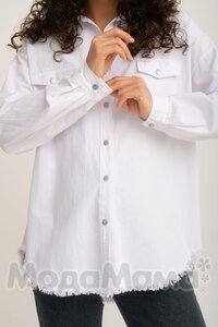 кк4022-дж-Рубашка ОВЕРСАЙЗ (джинс), Молочный