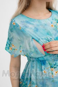 мм529-101254-Платье для беременных и кормящих, Голуб/принт