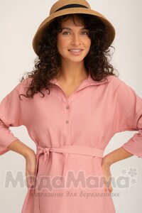 мм541-101877-Платье-рубашка для беременных, Пудра