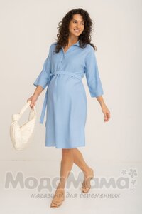 мм541-101877-Платье-рубашка для беременных, Голубой