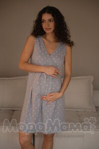 мм203-411601-Сорочка для беременных и кормящих, Серый/сердечки