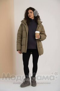 Легинсы в рубчик утепленные (байка), Черный