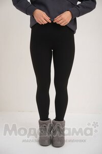мм821-222116-Легинсы в рубчик утепленные (байка), Черный