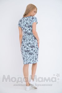 мм505-101201-Платье для беременных и кормящих, Голубой/тропики