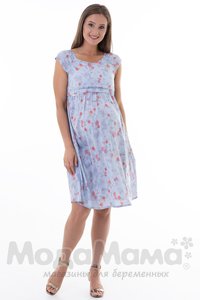 мм522-101551-Платье для беременных и кормящих, Голуб. цветы