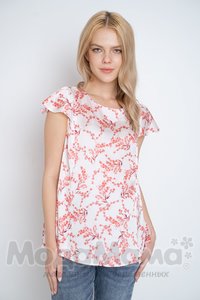 Блузка для беременных и кормящих, Бел/цветы