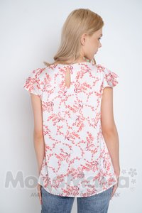 мм326-601573-Блузка для беременных и кормящих, Бел/цветы