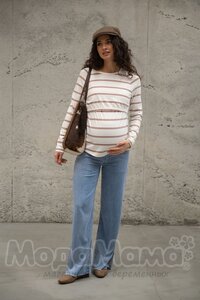мм112-631102-Лонгслив для беременных и кормящих, Латте/полоска