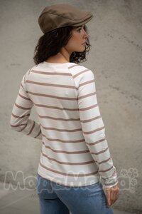 мм112-631102-Лонгслив для беременных и кормящих, Латте/полоска