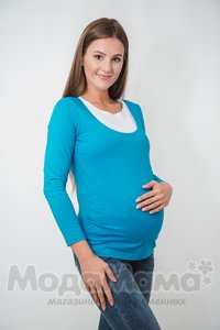 мм631103-101-Лонгслив для беременных и кормящих, Бирюза