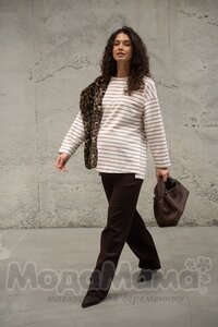 мм116-636109-Джемпер для беременных, Латте/полоска