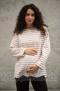 мм116-636109-Джемпер для беременных, Латте/полоска