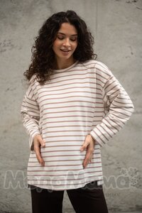мм116-636109-Джемпер для беременных, Латте/полоска