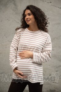 мм116-636109-Джемпер для беременных, Латте/полоска
