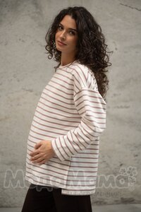 мм116-636109-Джемпер для беременных, Латте/полоска
