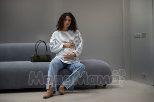 мм116-636109-Джемпер для беременных, Полынь/полоска