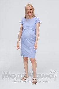 мм505-101201-Платье для беременных и кормящих, бел-син/полос