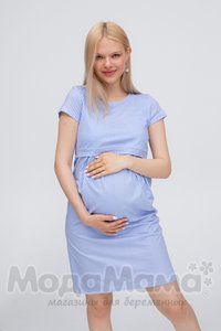 мм505-101201-Платье для беременных и кормящих, бел-син/полос