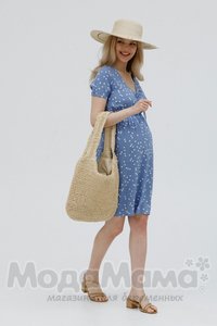 мм542-101254-Платье для беременных и кормящих, Голубой/горох